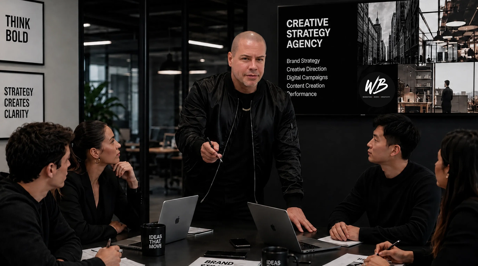 Whilly Bermudez leading creative strategy team meeting